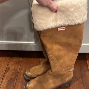 Hunter Tan and Cream Boots sz 8
